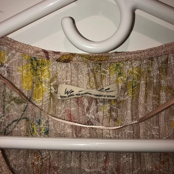 We The Free by Free People Angelina Floral Stretch Cropped Top Shirt Blouse XS - Picture 4 of 5